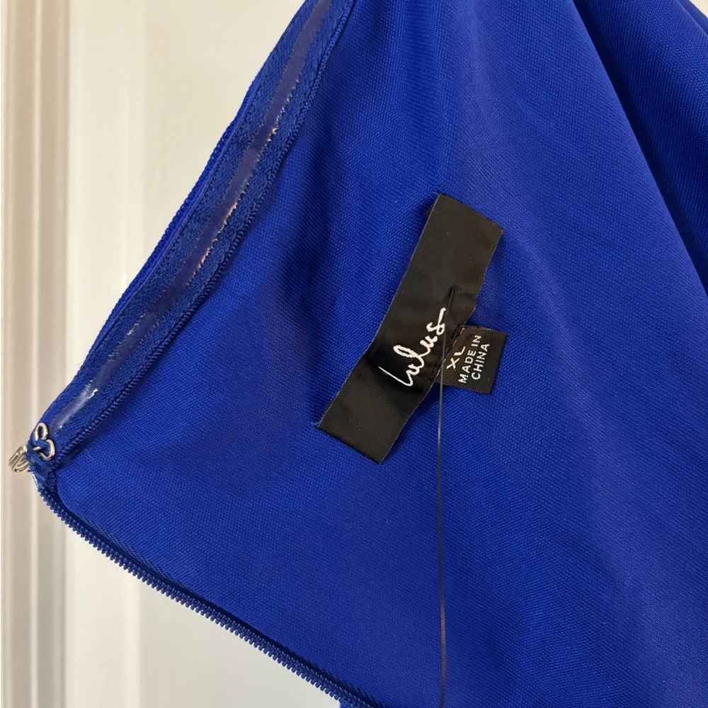Lulu's Momentous Charm Royal Blue Mesh Strapless Maxi Dress - Picture 10 of 10